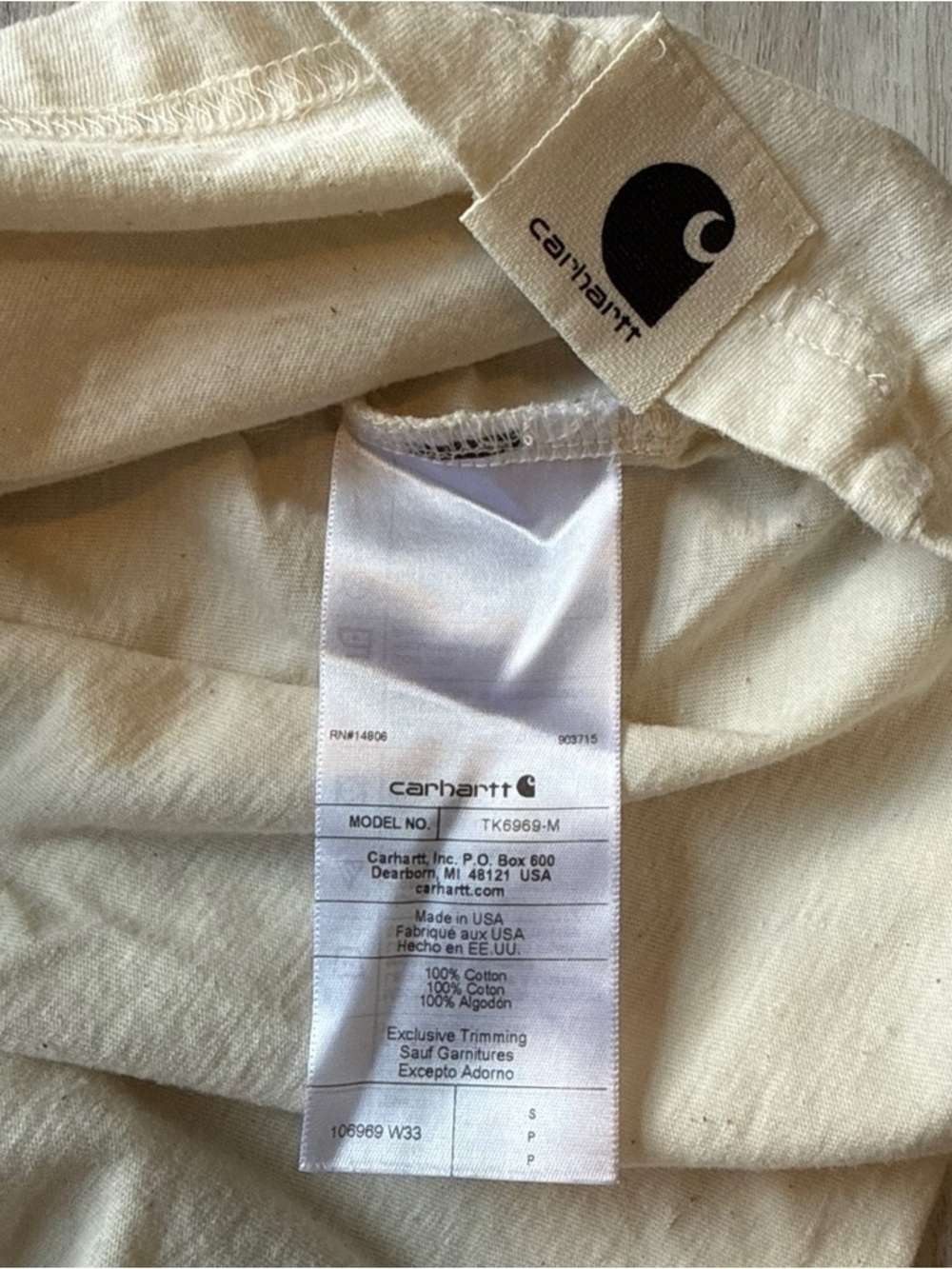 Carhartt NWOT Small Cream Short Sleeve Tee with The Farmlink Project Chest Logo - Picture 4 of 8